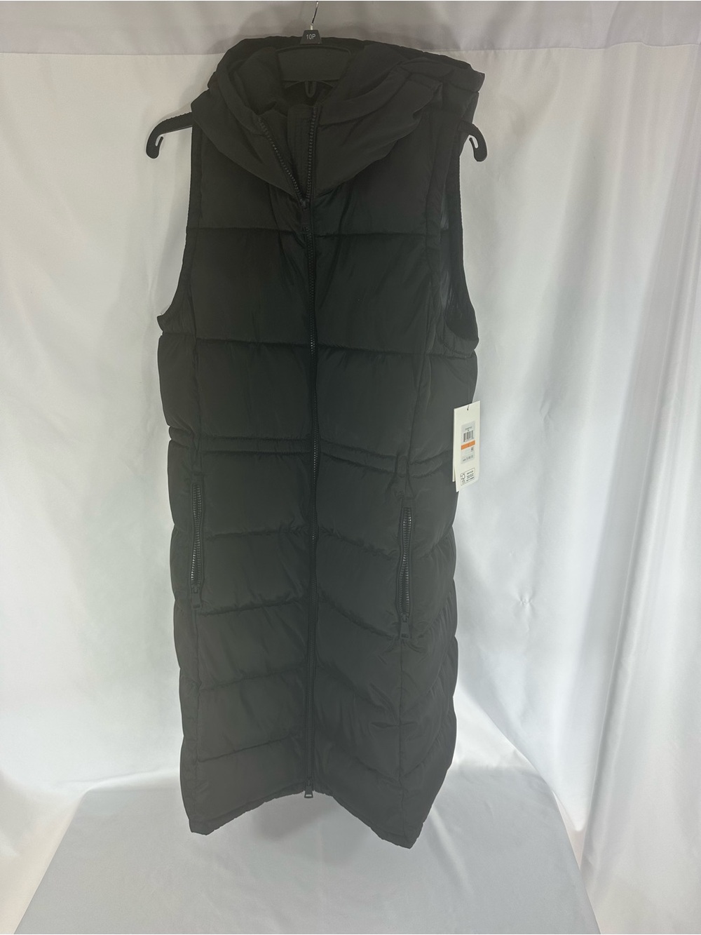 DKNY Women’s Long Hooded Puffer Vest Black NWT Size Small